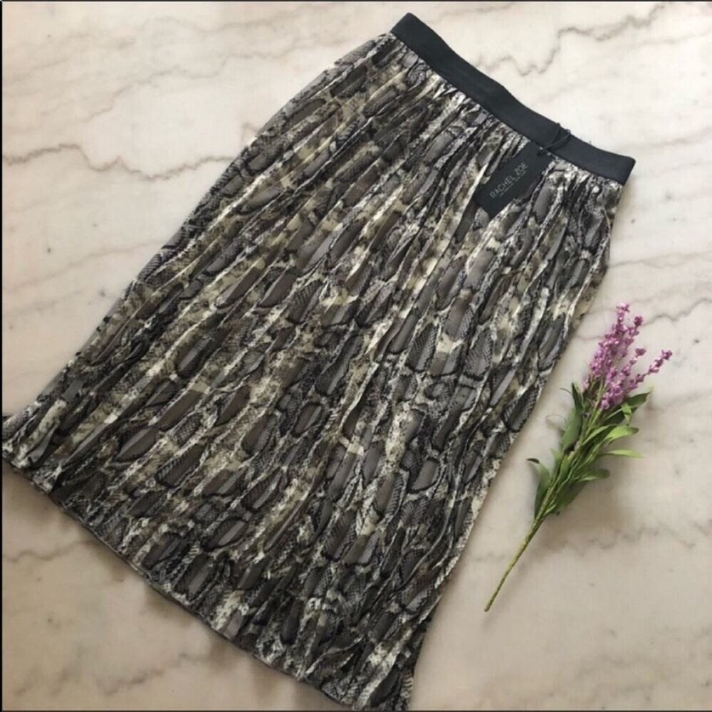 New Rachel Zoe Animal Print Pleated‎ Skirt